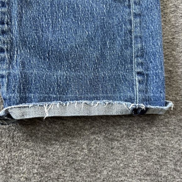 7 For All Mankind Tess Blue Bell Jeans Womens 24 Boho Denim USA Raw Hem 25x32 - Picture 9 of 14